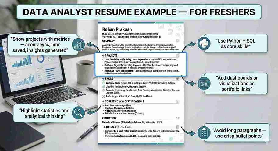Data Analyst Resume Example for Freshers